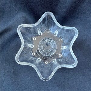 Glass 6 point Star of David Taper Candle Holder.